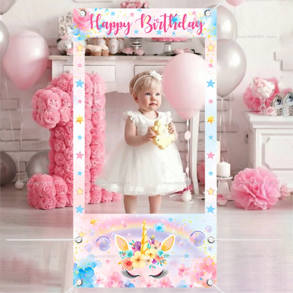 Baby Clothing Event - إطار صور بتصميم وحيد القرن للفتيات،