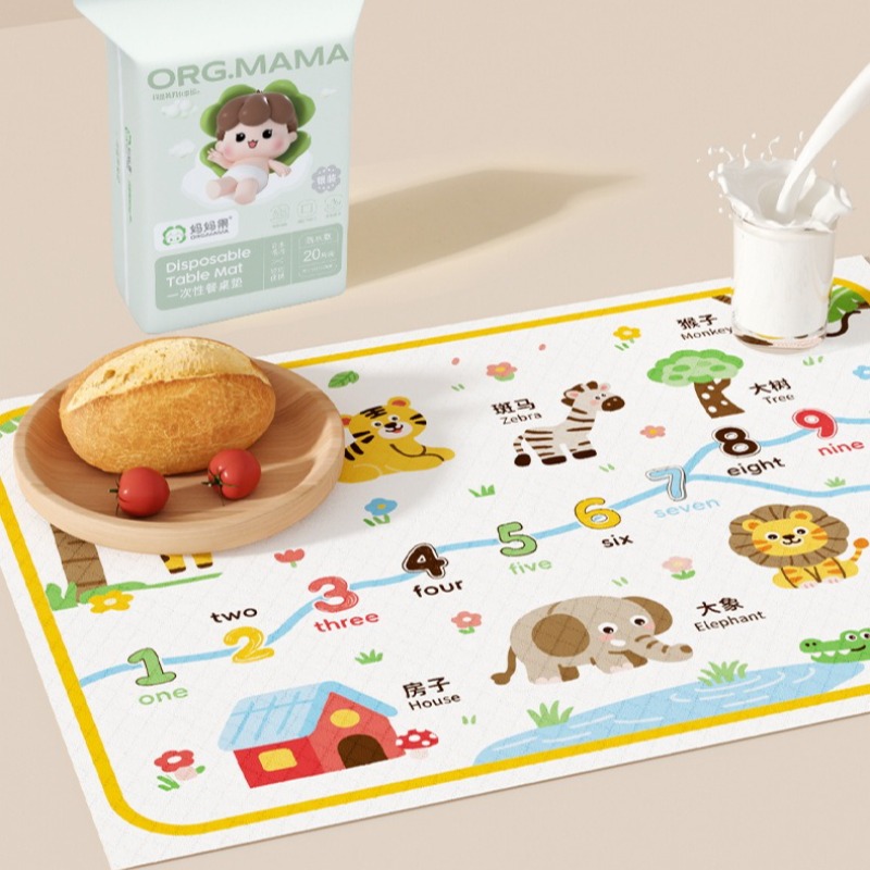 Printed Bibs Pack - 20 قطعة من مفارش المائدة المقاومة