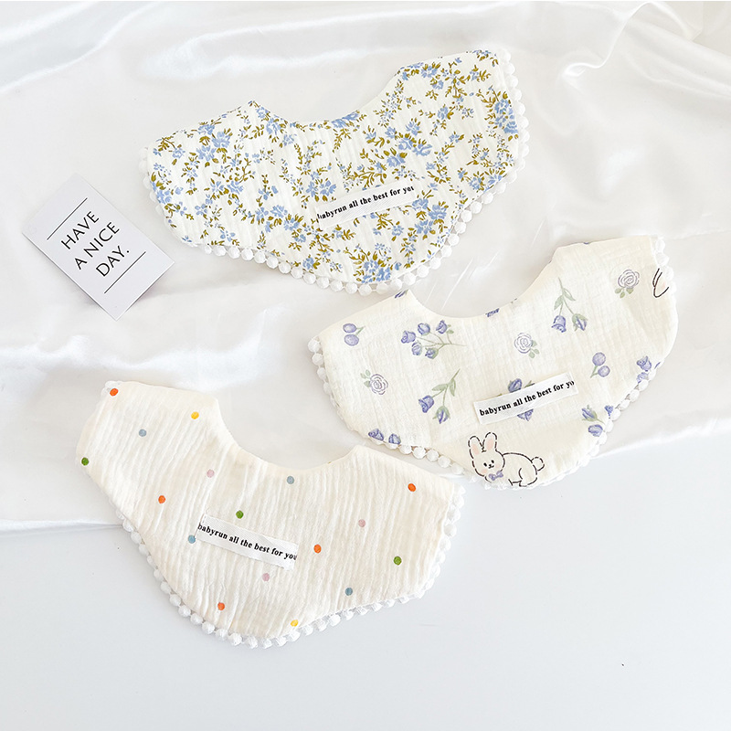 Printed Bibs Pack - 3 قطعة حزمة القطن الشاش طفلة
